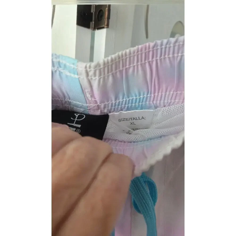 Pink Floyd Tie Dye Swim Trunks Board Shorts Mens XL Pastel Beach Shorts